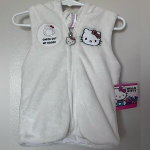 NWT! Hello Kitty Plush White Hooded Zip-Up Vest, Size 2T